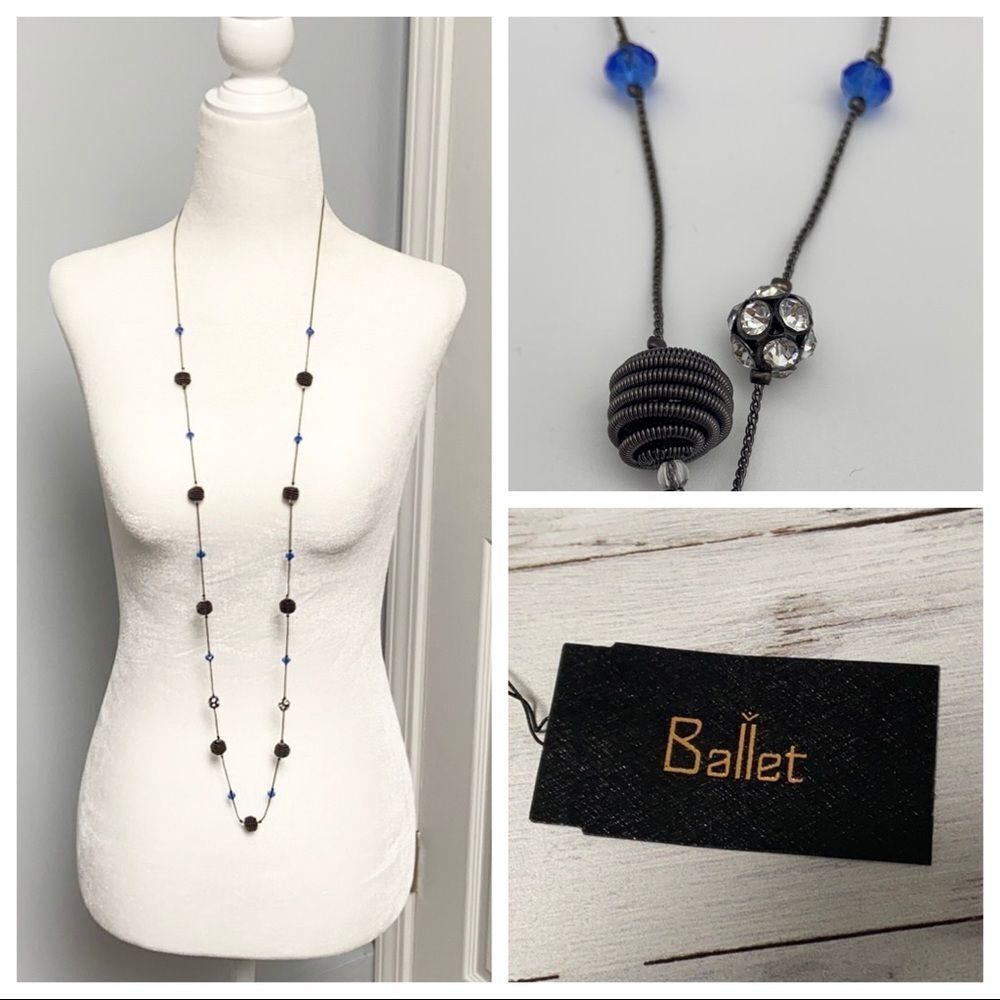 New Ballet Bauble Rhinestone Station Long Necklace